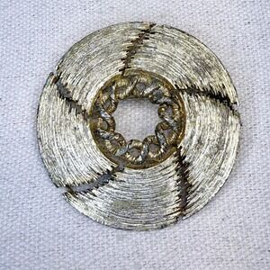 Lisner Modernist Brutalist Brooch Gold-Tone Round Swirl MCM Mid Century Signed‎